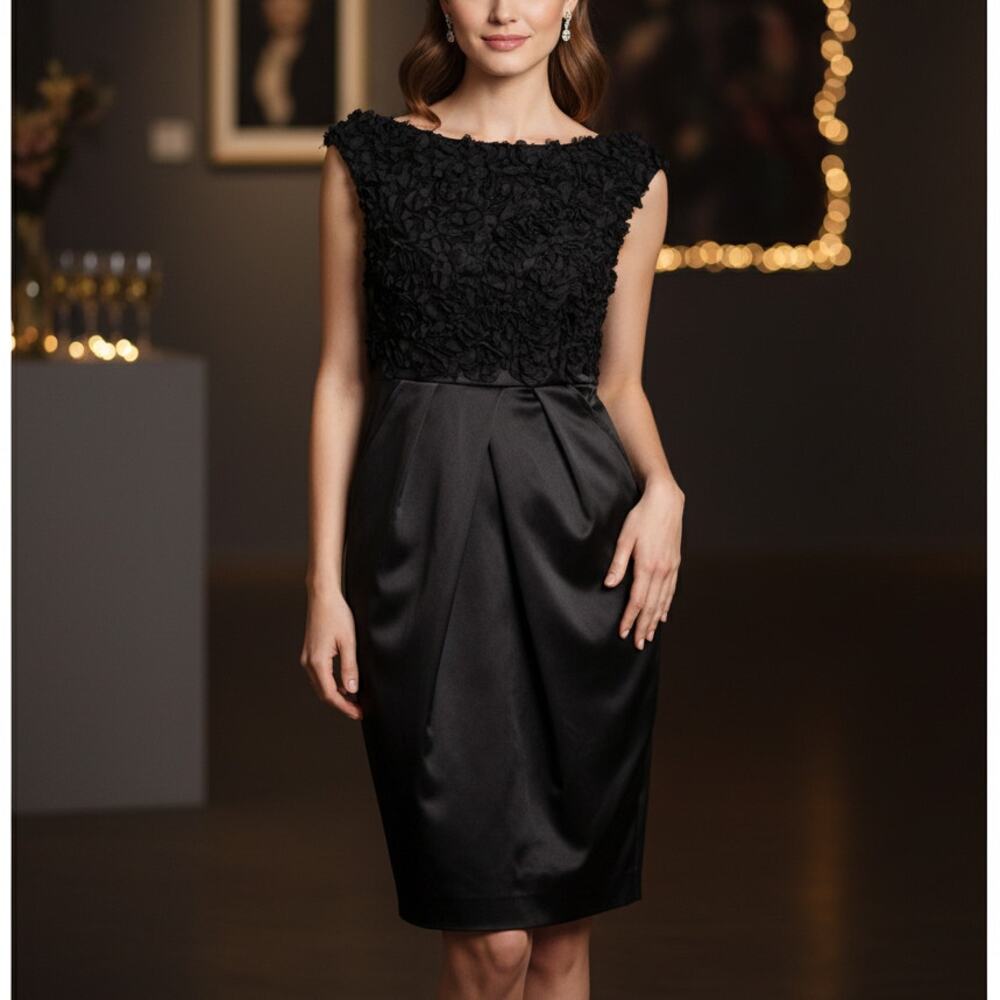 ST. JOHN Women's Rosette Cocktail Dress in black size 4